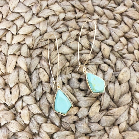 FINAL PRICE Turquoise Ear Hook Drop Earrings - Picture 2 of 3